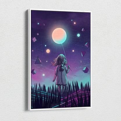 Vaporwave Neon Cosmos Canvas - Vaporwave Canvas Neon Pink Teal Living Room Retro Futurism Dreamy Mood Wall Art Canvas