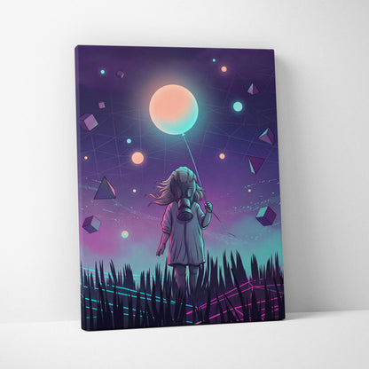 Vaporwave Neon Cosmos Canvas - Vaporwave Canvas Neon Pink Teal Living Room Retro Futurism Dreamy Mood Wall Art Canvas