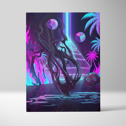Vaporwave Neon Fantasy Canvas - Vaporwave Fantasy Neon Pink Cyan Wall Art Living Room Retro Dreamy Mood Nostalgic 80s Decor Canvas Print