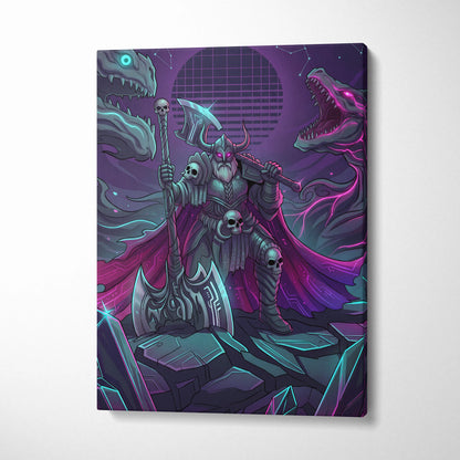Vaporwave Neon Fantasy Canvas - Vaporwave Fantasy Canvas Neon Teal Living Room Cyberpunk Dreamy Mood Wall Art Canvas