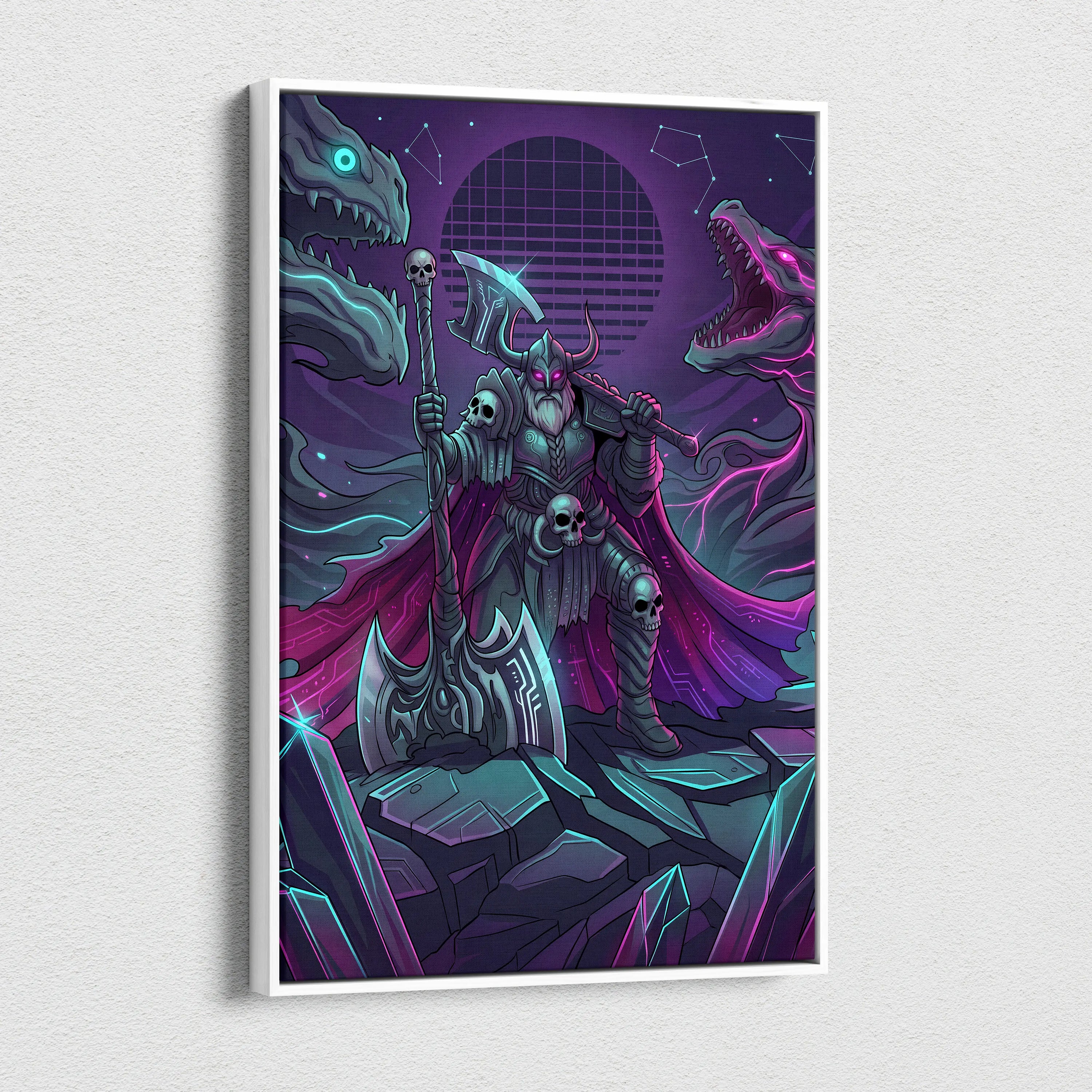 Vaporwave Neon Fantasy Canvas - Vaporwave Fantasy Canvas Neon Teal Living Room Cyberpunk Dreamy Mood Wall Art Canvas