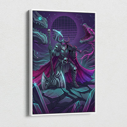 Vaporwave Neon Fantasy Canvas - Vaporwave Fantasy Canvas Neon Teal Living Room Cyberpunk Dreamy Mood Wall Art Canvas