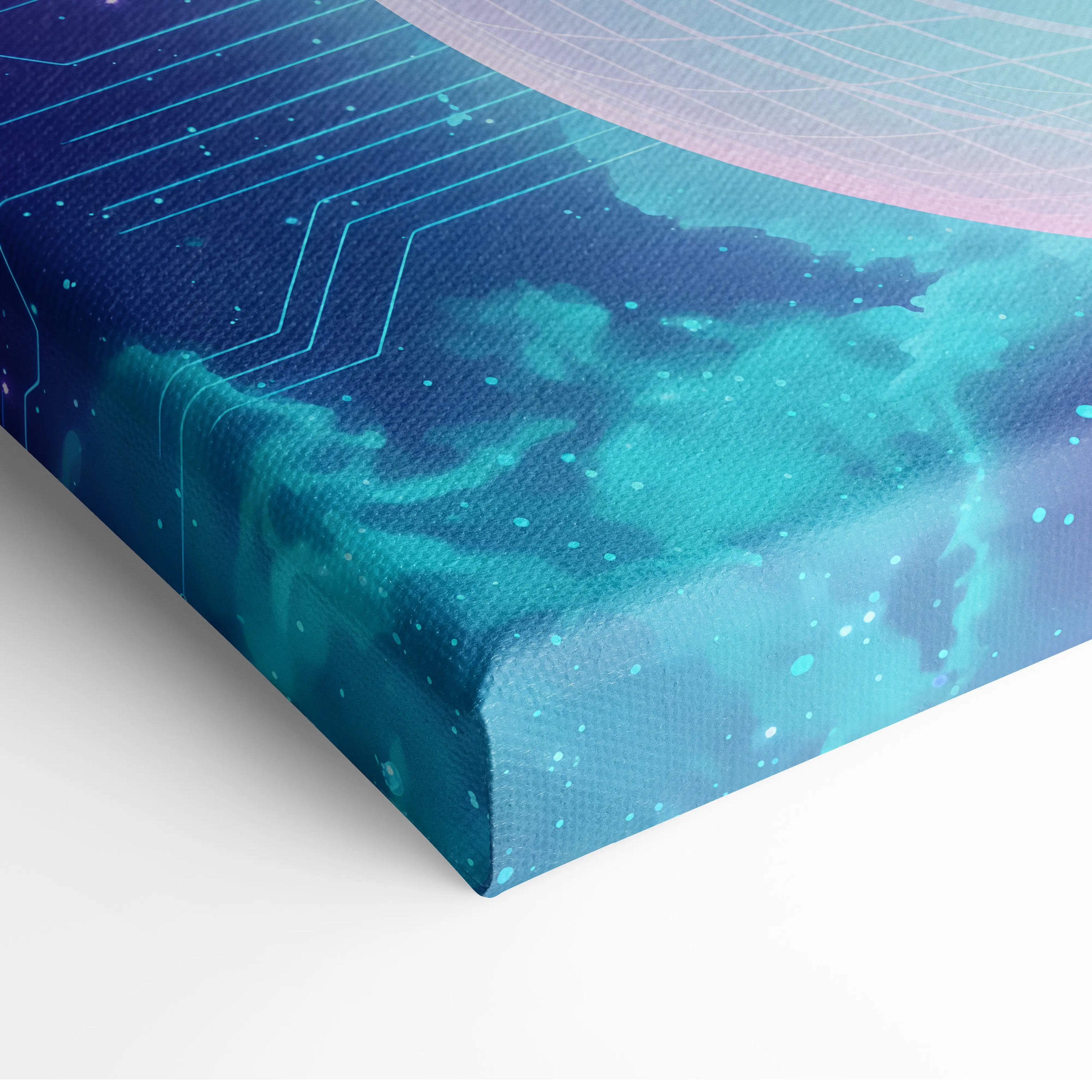 Vaporwave Neon Sphere Canvas - Silhouette Woman Pink Blue Living Room Vaporwave Dreamy Nostalgic Mood Wall Art Canvas