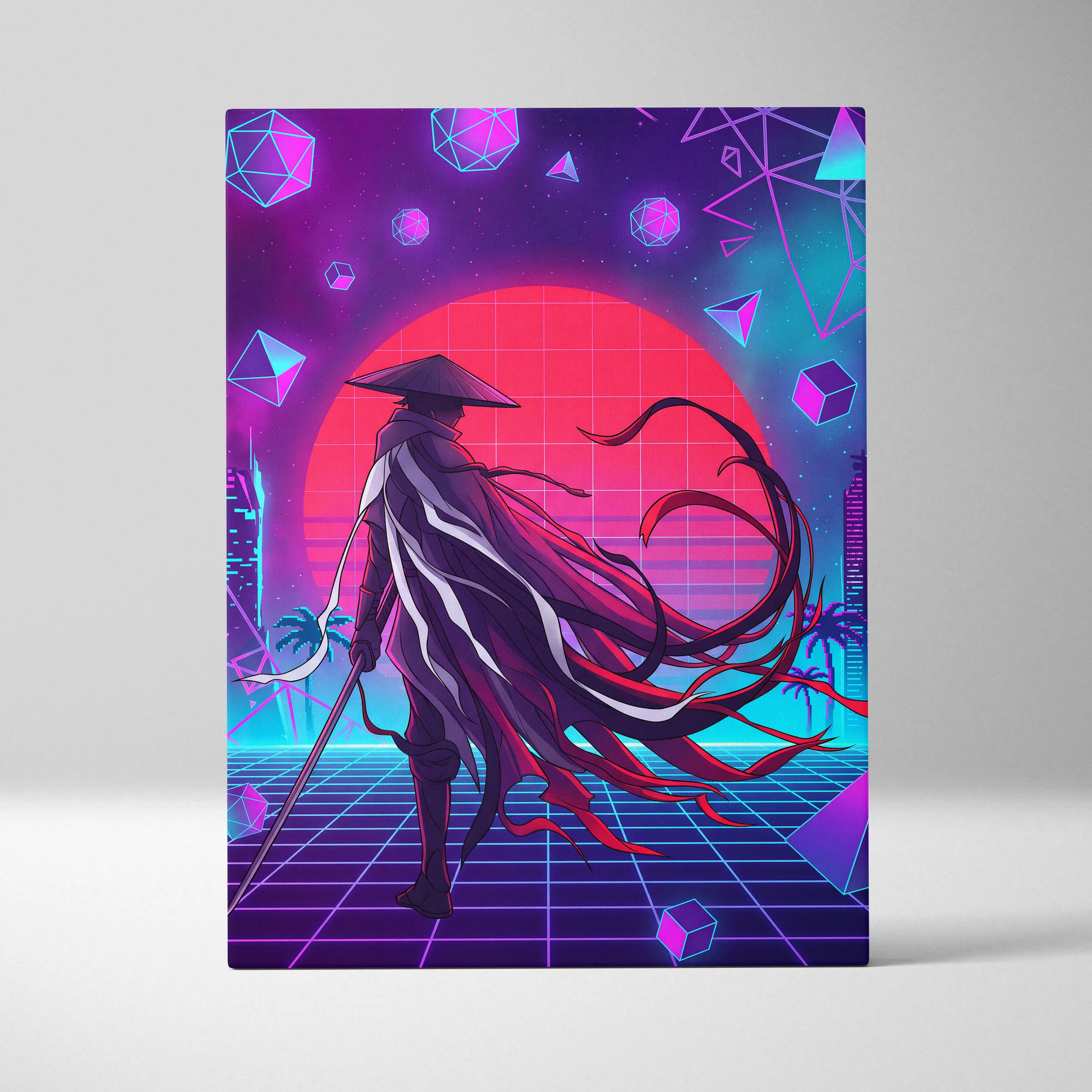 Vaporwave Neon Dream Canvas - Vaporwave Neon Pink Purple Living Room Retro Dreamy Mood Retro Wall Art Canvas