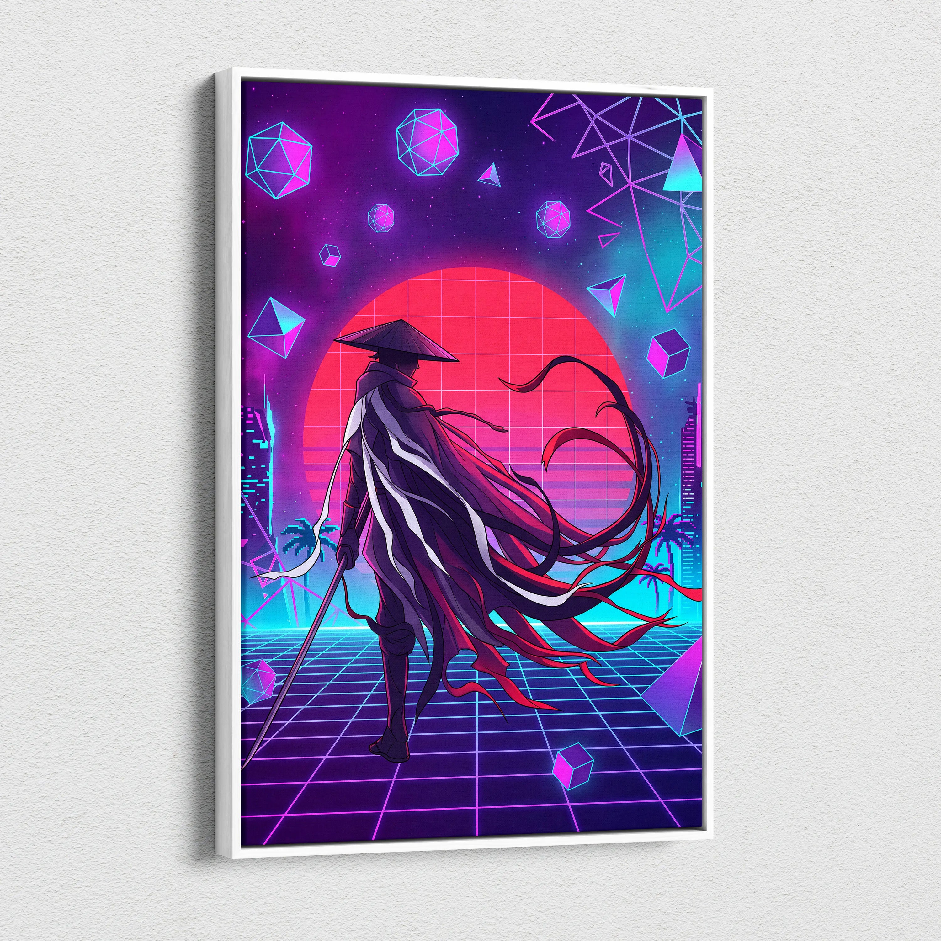 Vaporwave Neon Dream Canvas - Vaporwave Neon Pink Purple Living Room Retro Dreamy Mood Retro Wall Art Canvas