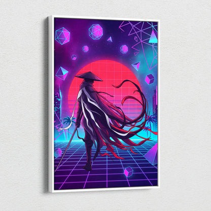 Vaporwave Neon Dream Canvas - Vaporwave Neon Pink Purple Living Room Retro Dreamy Mood Retro Wall Art Canvas