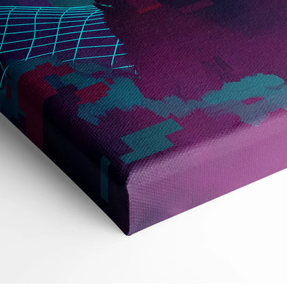 Vaporwave Neon Fantasy Canvas - Vaporwave Neon Cyan Living Room Futurism Moody Atmosphere Vaporwave Nostalgia Canvas