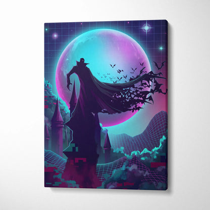 Vaporwave Neon Fantasy Canvas - Vaporwave Neon Cyan Living Room Futurism Moody Atmosphere Vaporwave Nostalgia Canvas