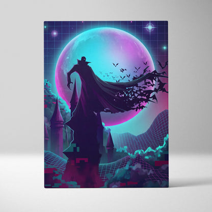 Vaporwave Neon Fantasy Canvas - Vaporwave Neon Cyan Living Room Futurism Moody Atmosphere Vaporwave Nostalgia Canvas
