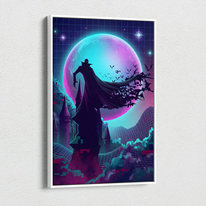 Vaporwave Neon Fantasy Canvas - Vaporwave Neon Cyan Living Room Futurism Moody Atmosphere Vaporwave Nostalgia Canvas