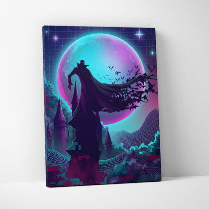 Vaporwave Neon Fantasy Canvas - Vaporwave Neon Cyan Living Room Futurism Moody Atmosphere Vaporwave Nostalgia Canvas