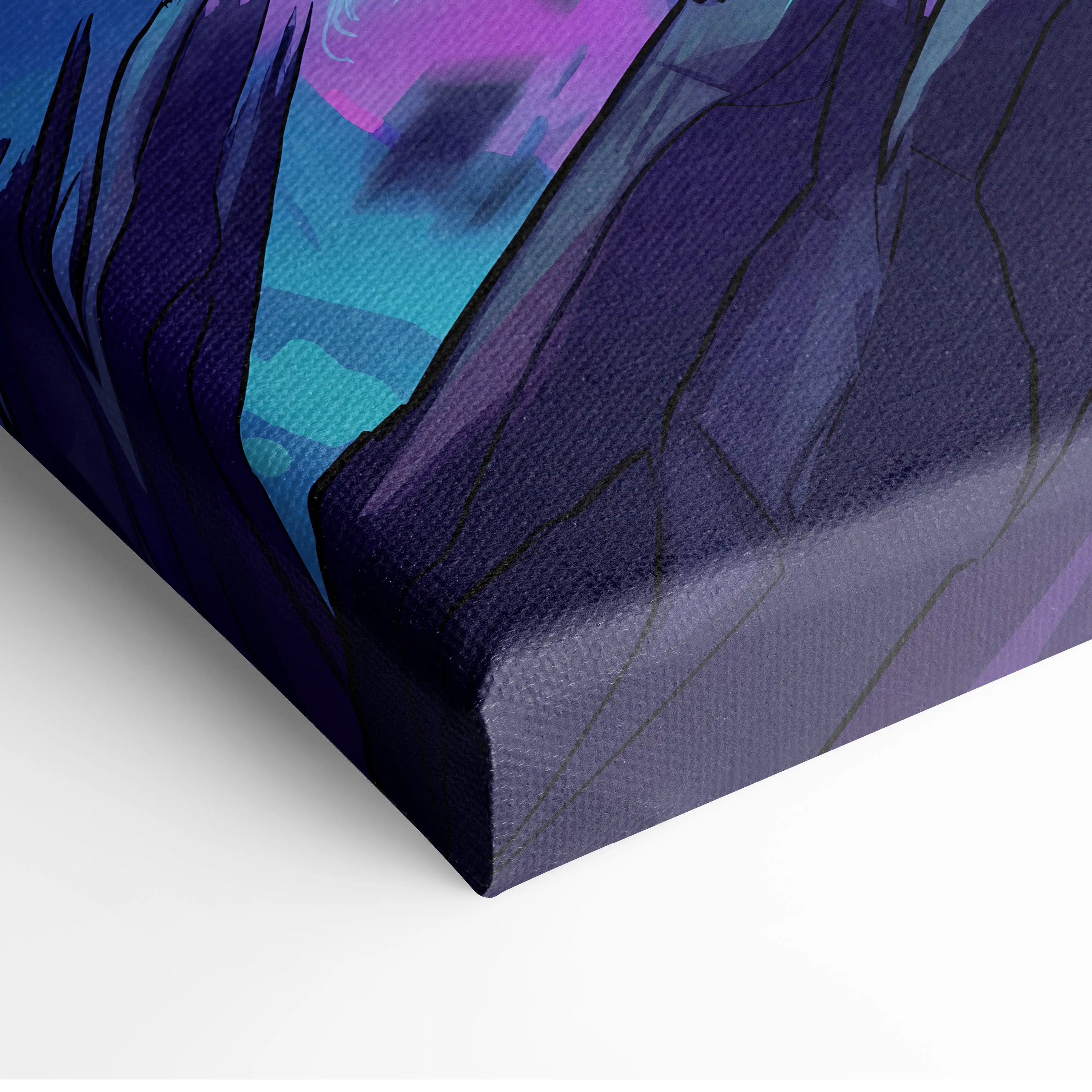Vaporwave Neon Dreamscape Canvas - Vaporwave Scene Neon Pink Blue Living Room Retro-Futurism Mystical Mood Wall Art
