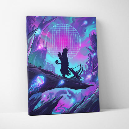 Vaporwave Neon Dreamscape Canvas - Vaporwave Scene Neon Pink Blue Living Room Retro-Futurism Mystical Mood Wall Art