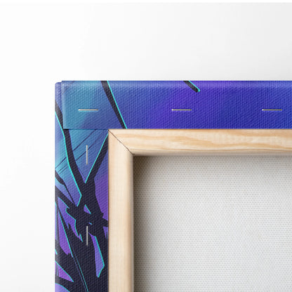 Vaporwave Moonrise Dream Canvas - Vaporwave Fantasy Neon Moon Canvas Moody Neon Aesthetic Retro Futurism Wall Art