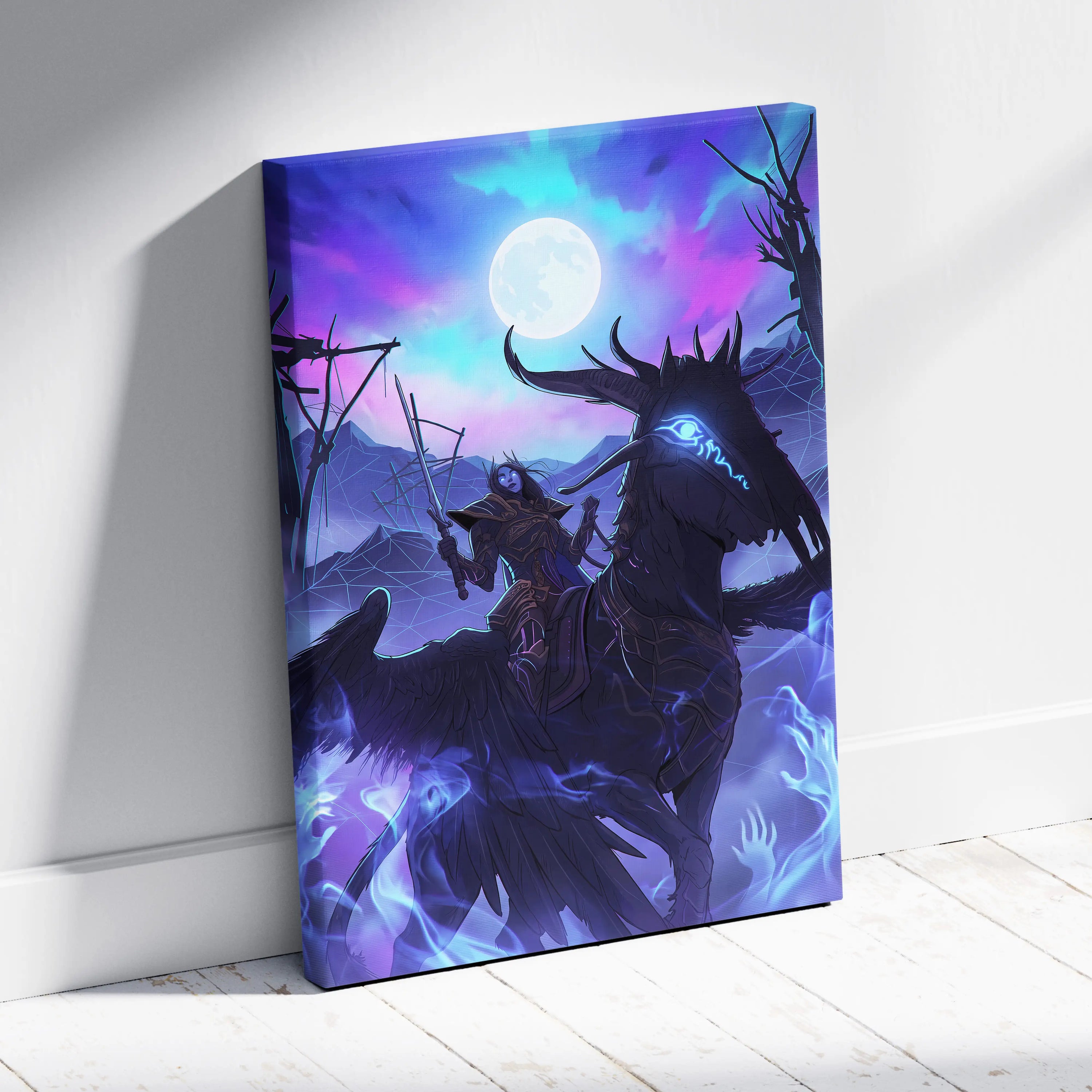 Vaporwave Moonrise Dream Canvas - Vaporwave Fantasy Neon Moon Canvas Moody Neon Aesthetic Retro Futurism Wall Art