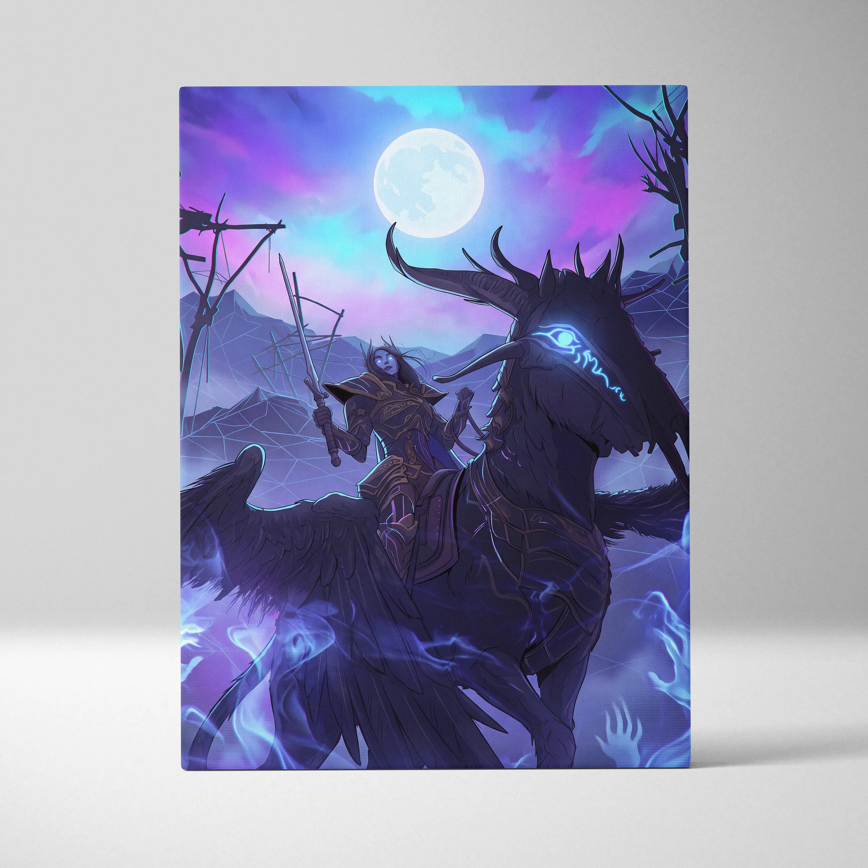 Vaporwave Moonrise Dream Canvas - Vaporwave Fantasy Neon Moon Canvas Moody Neon Aesthetic Retro Futurism Wall Art