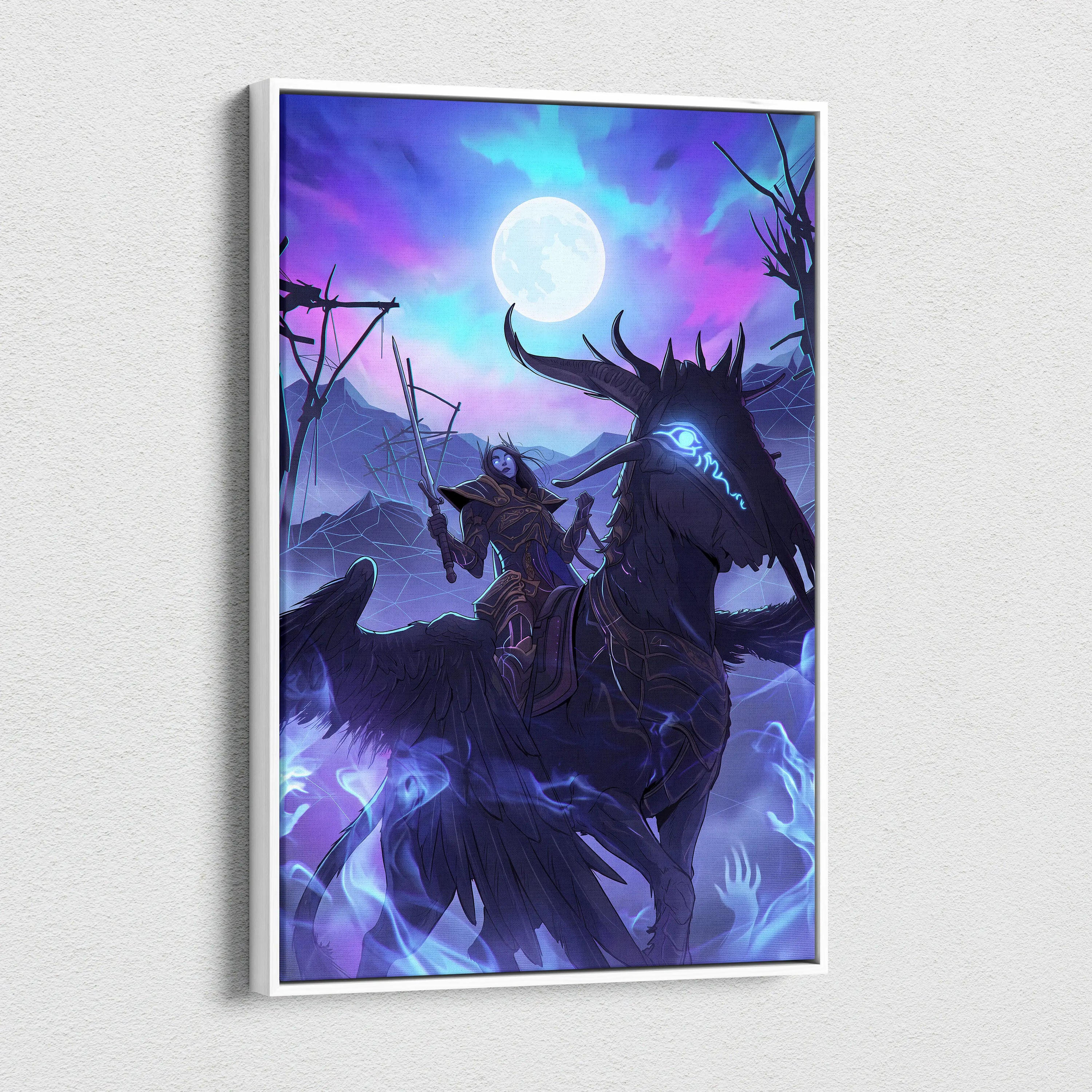 Vaporwave Moonrise Dream Canvas - Vaporwave Fantasy Neon Moon Canvas Moody Neon Aesthetic Retro Futurism Wall Art