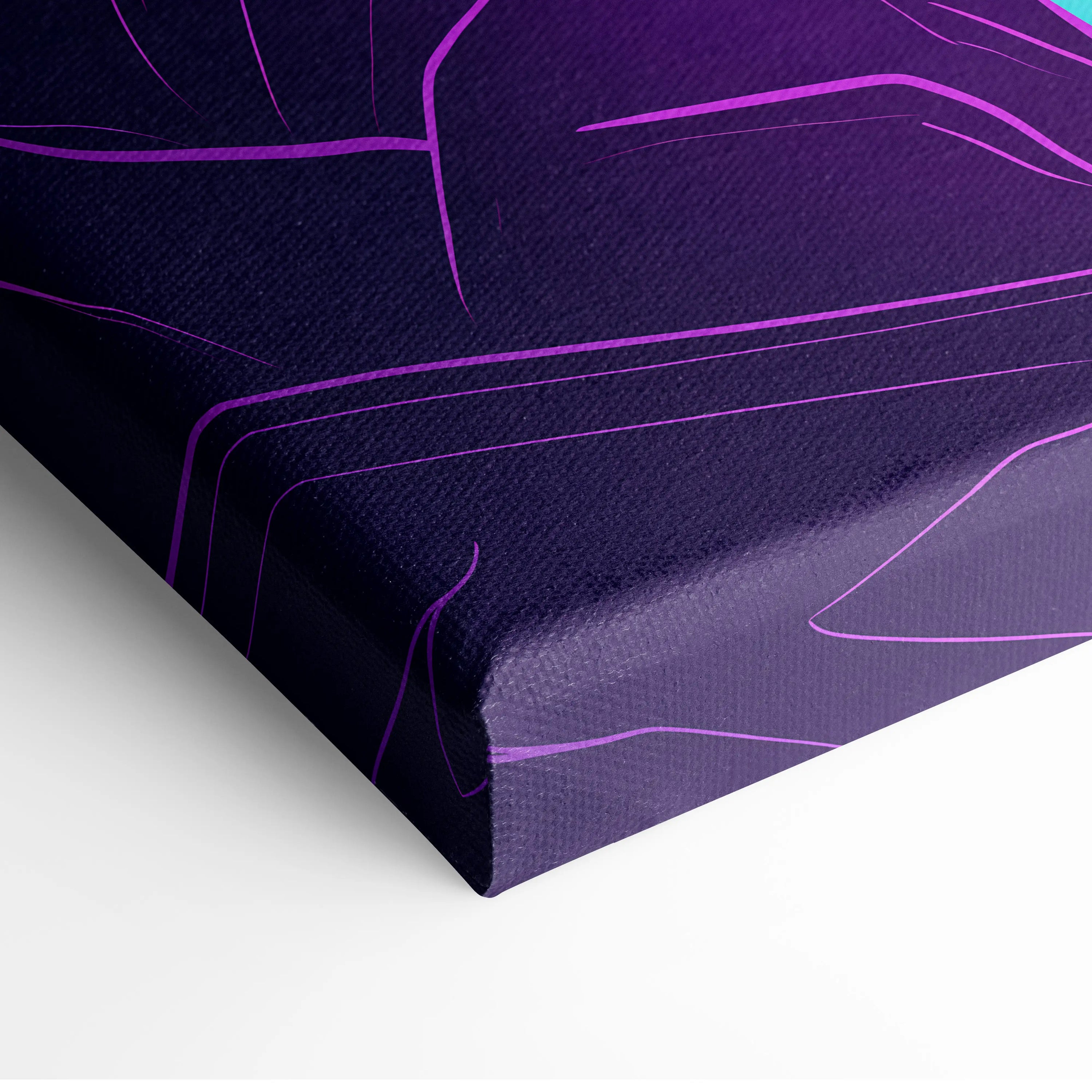 Vaporwave Neon Fantasy Canvas - Mystical Neon Characters Purple Blue Vaporwave Wall Art Dreamy Mood, Retro Futurism