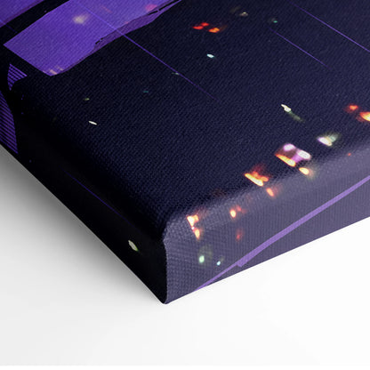 Vaporwave Neon Dream Canvas - Cityscape Neon Purple Pink Blue Living Room Synthwave Canvas Moody Neo Retro Wall Print