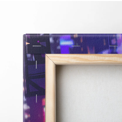 Vaporwave Neon Dream Canvas - Cityscape Neon Purple Pink Blue Living Room Synthwave Canvas Moody Neo Retro Wall Print