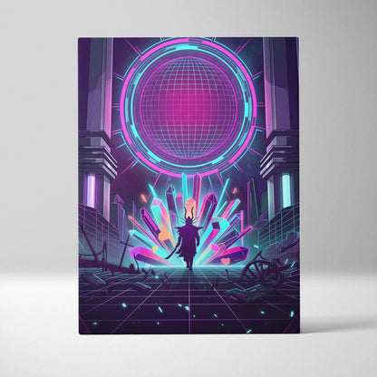 Vaporwave Neon Twilight Canvas - Vaporwave Neon Pink Cyan Living Room Retro Dreamy Mood Cyberpunk Decor Canvas Print