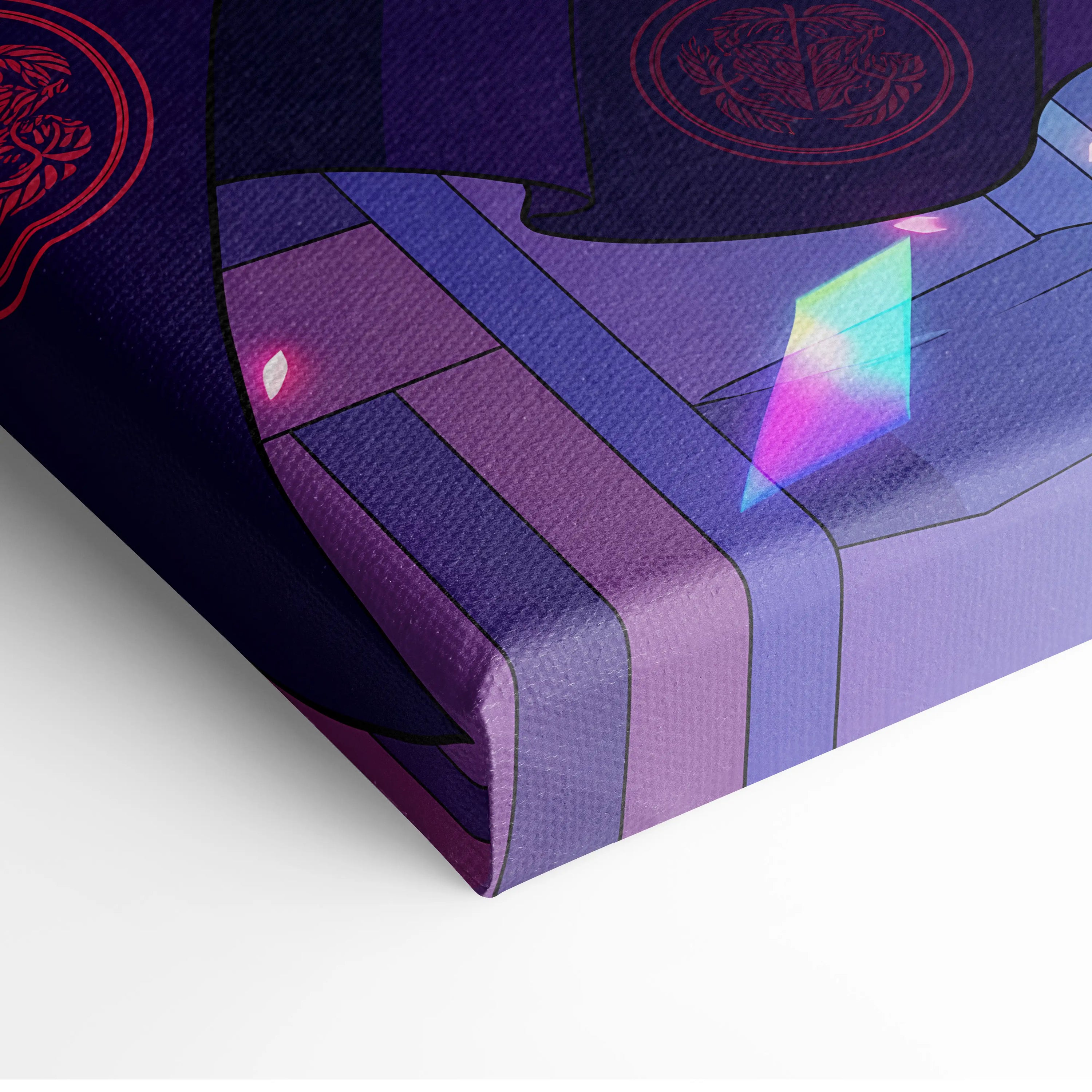 Vaporwave Neon Canvas Fantasy - Vaporwave Pink Purple Living Room Synthwave Dreamy Mood Retro Futurism Wall Decor Canvas