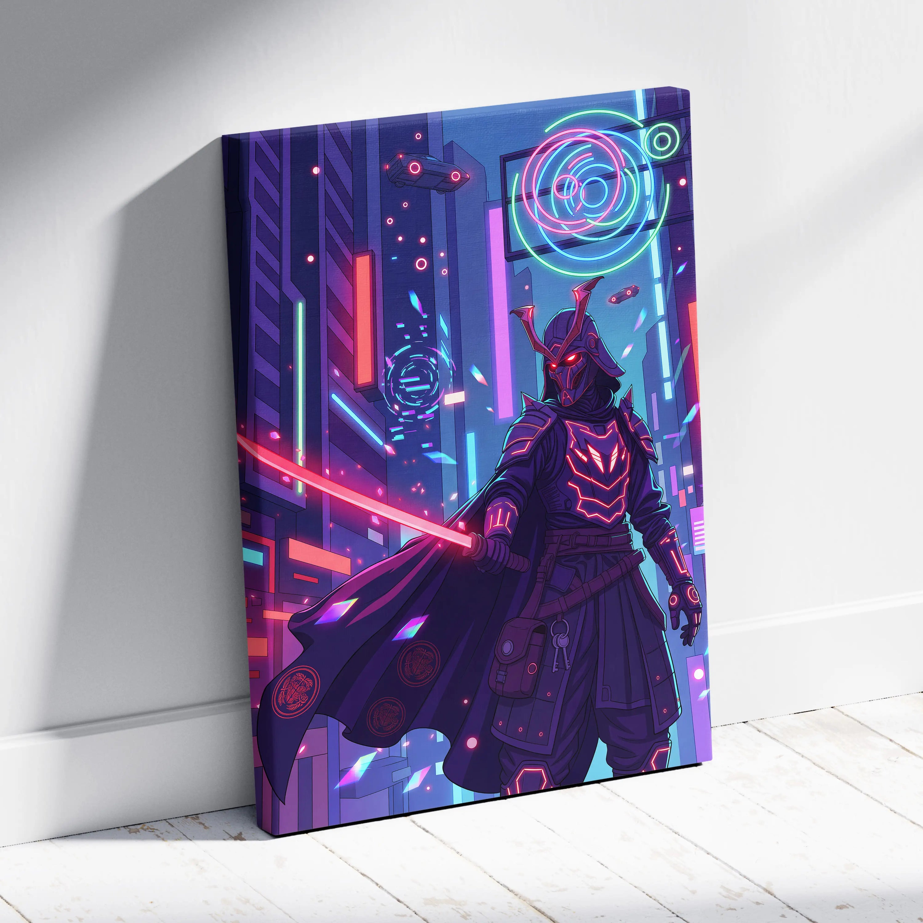 Vaporwave Neon Canvas Fantasy - Vaporwave Pink Purple Living Room Synthwave Dreamy Mood Retro Futurism Wall Decor Canvas