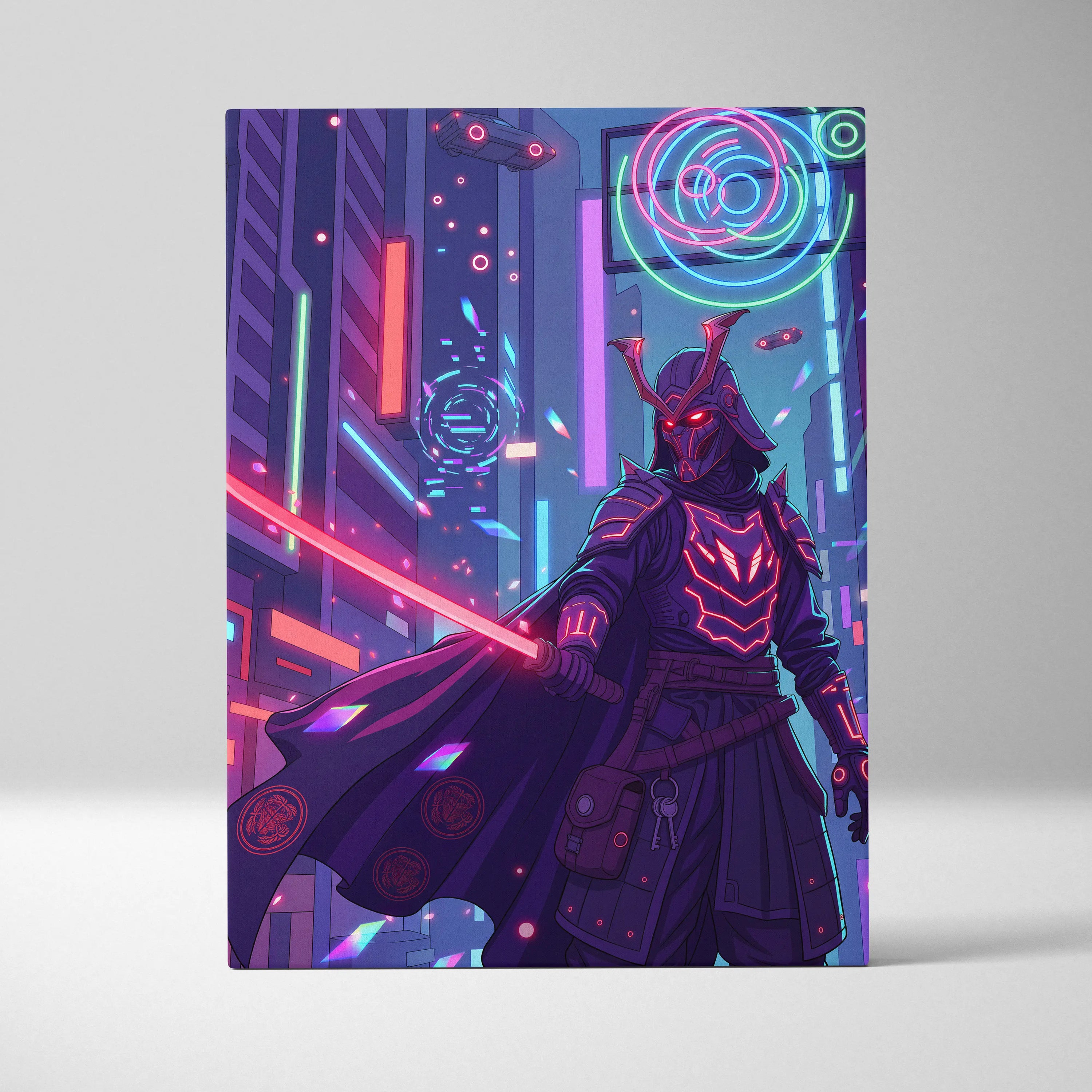 Vaporwave Neon Canvas Fantasy - Vaporwave Pink Purple Living Room Synthwave Dreamy Mood Retro Futurism Wall Decor Canvas
