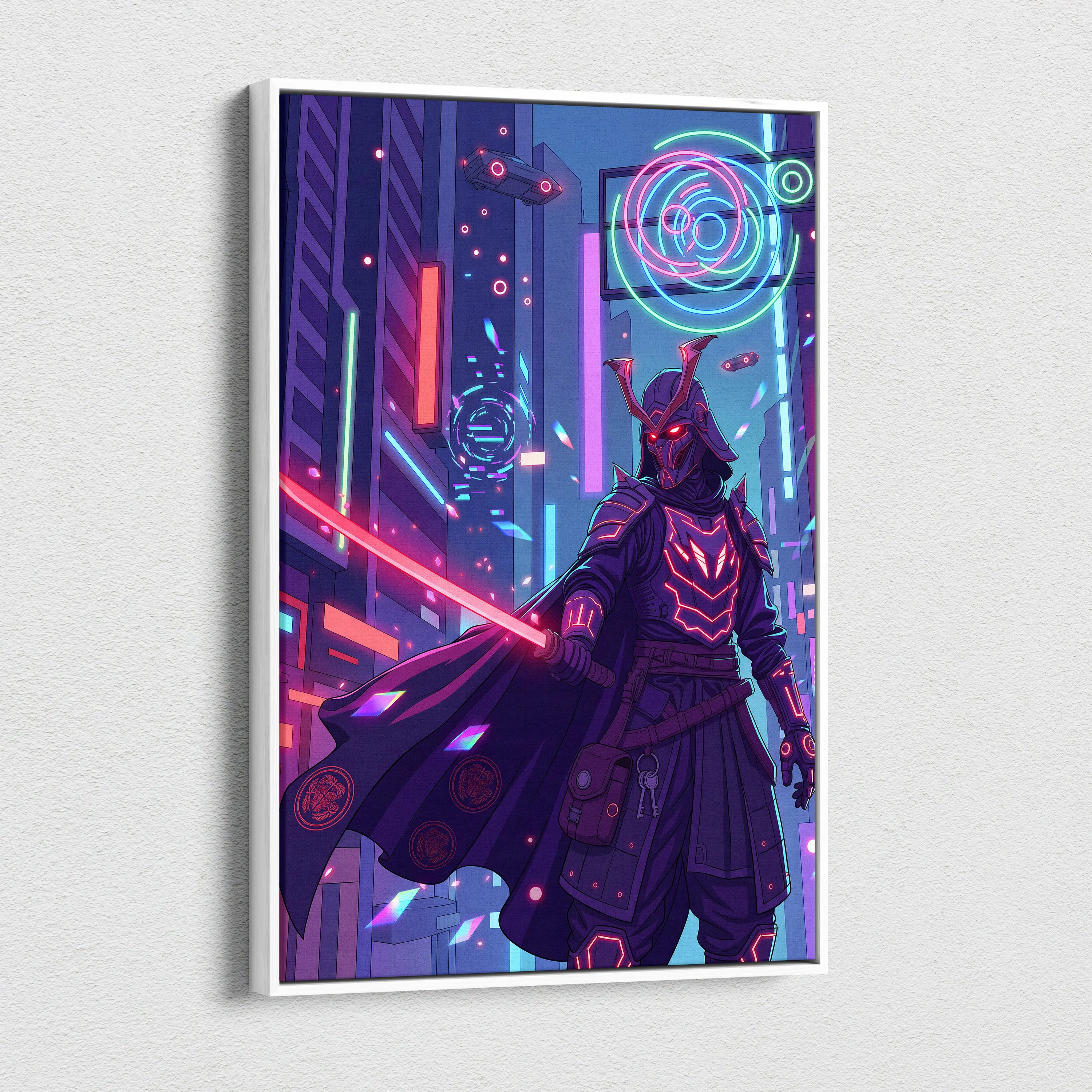 Vaporwave Neon Canvas Fantasy - Vaporwave Pink Purple Living Room Synthwave Dreamy Mood Retro Futurism Wall Decor Canvas