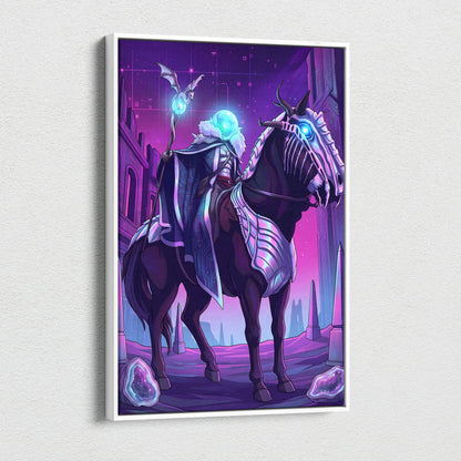 Vaporwave Neon Dragon Canvas Art - Dragon Neon Purple Blue Living Room Vaporwave Mood Mystical Neon Canvas Print