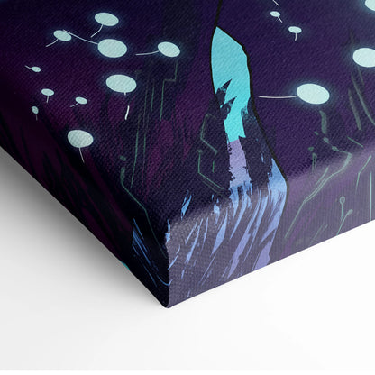 Vaporfantasy Neon Dreamscape Canvas - Vaporwave Canvas Neon Purple Cyan LivingRoom Synthwave Dreamy Neon Wall Art Canvas