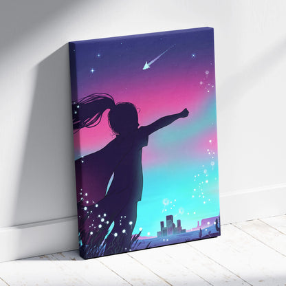 Vaporfantasy Neon Dreamscape Canvas - Vaporwave Canvas Neon Purple Cyan LivingRoom Synthwave Dreamy Neon Wall Art Canvas
