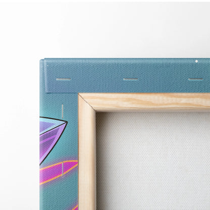 Vaporwave Neon Dragon Canvas - Dragon Neon Pink Purple Blue Living Room Vaporwave Dreamy Retro Futurism Cyberpunk Canvas