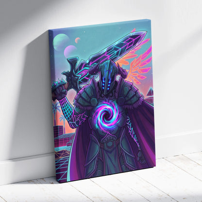 Vaporwave Neon Dragon Canvas - Dragon Neon Pink Purple Blue Living Room Vaporwave Dreamy Retro Futurism Cyberpunk Canvas