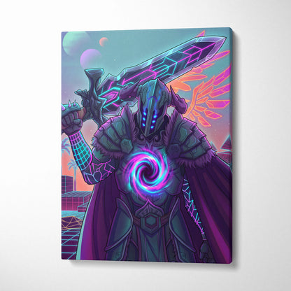 Vaporwave Neon Dragon Canvas - Dragon Neon Pink Purple Blue Living Room Vaporwave Dreamy Retro Futurism Cyberpunk Canvas