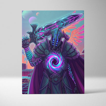 Vaporwave Neon Dragon Canvas - Dragon Neon Pink Purple Blue Living Room Vaporwave Dreamy Retro Futurism Cyberpunk Canvas
