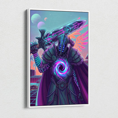 Vaporwave Neon Dragon Canvas - Dragon Neon Pink Purple Blue Living Room Vaporwave Dreamy Retro Futurism Cyberpunk Canvas