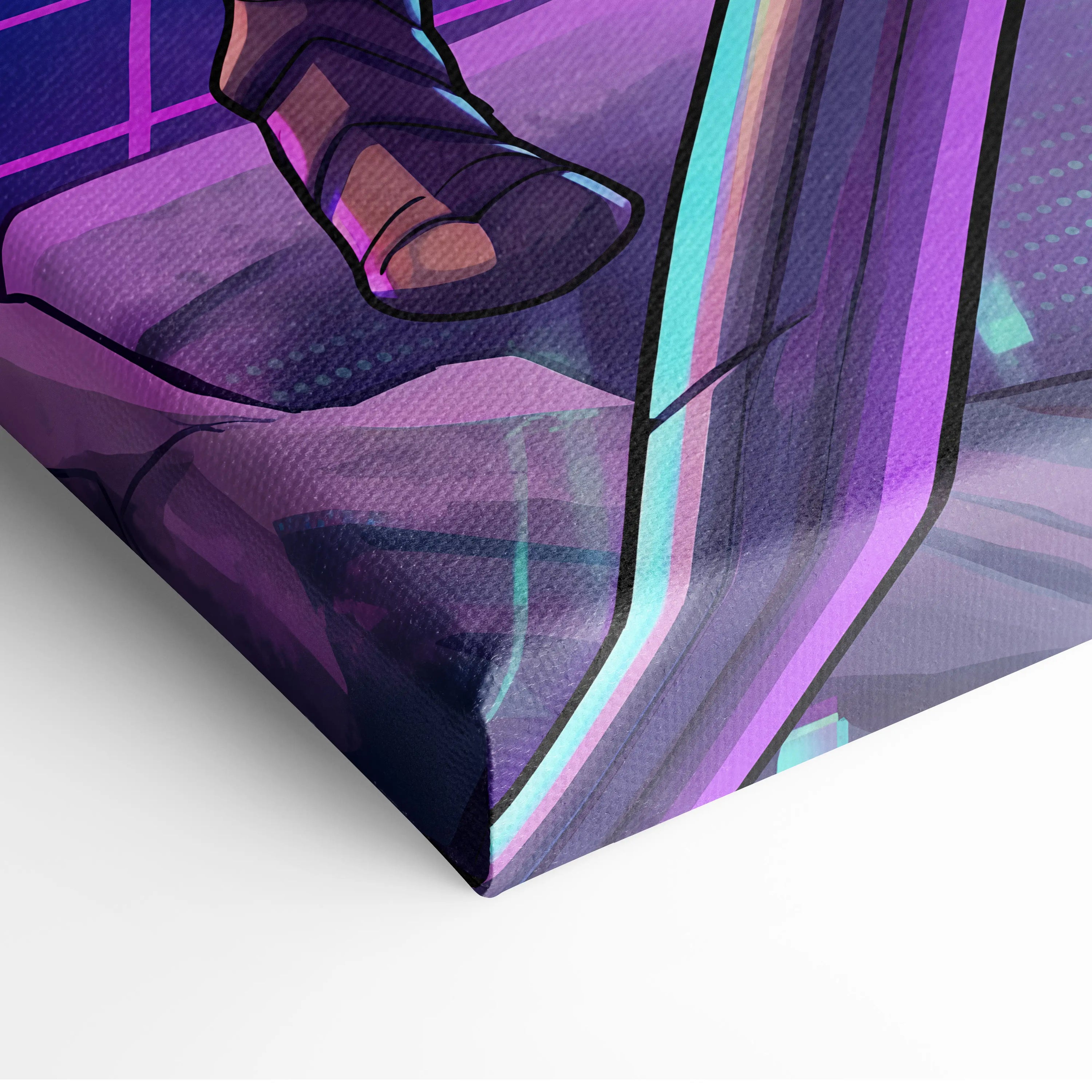 Vapor Knight Neon Canvas - Vaporwave Knight Neon Pink Teal Living Room Futurism Dreamy Neon Vaporwave Canvas Art Print