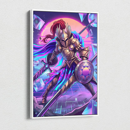 Vapor Knight Neon Canvas - Vaporwave Knight Neon Pink Teal Living Room Futurism Dreamy Neon Vaporwave Canvas Art Print