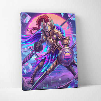 Vapor Knight Neon Canvas - Vaporwave Knight Neon Pink Teal Living Room Futurism Dreamy Neon Vaporwave Canvas Art Print