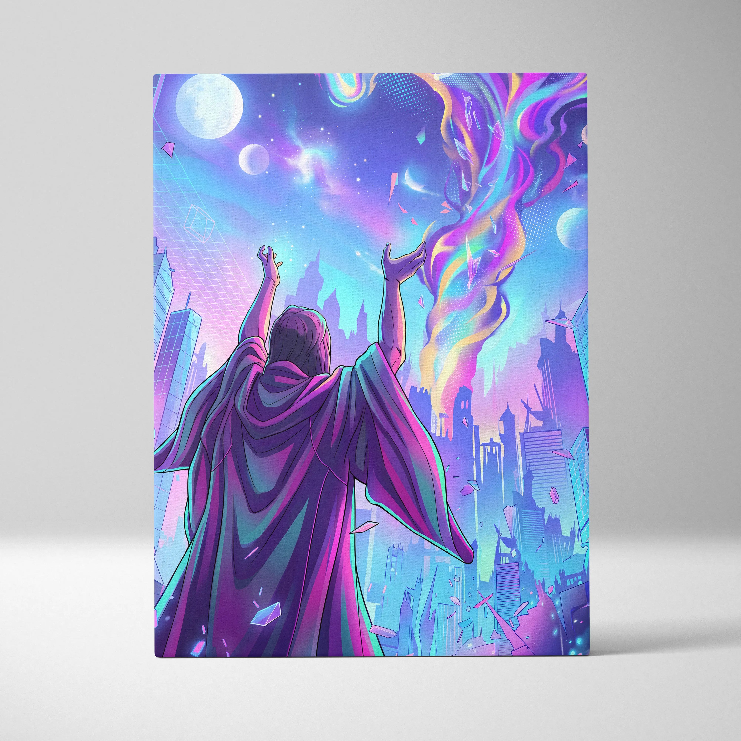 Vaporwave Neon Dream Canvas - Vaporwave Canvas Neon Blues For Living Room Retro Futurism Dreamy Wall Art Canvas
