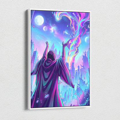 Vaporwave Neon Dream Canvas - Vaporwave Canvas Neon Blues For Living Room Retro Futurism Dreamy Wall Art Canvas