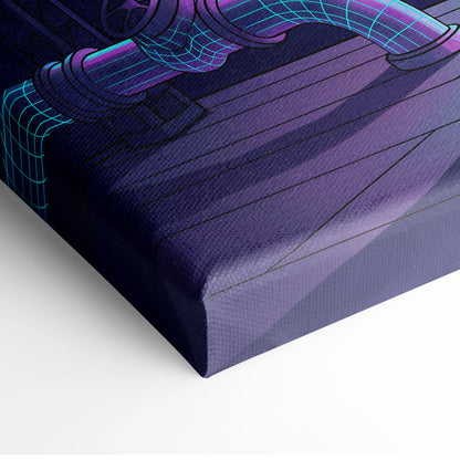 Vaporwave Neon Portal Canvas - Vaporwave Pink Blue Purple Modern Wall Art For Home Dreamy Mood Vaporwave Art Print Retro Futurism Canvas