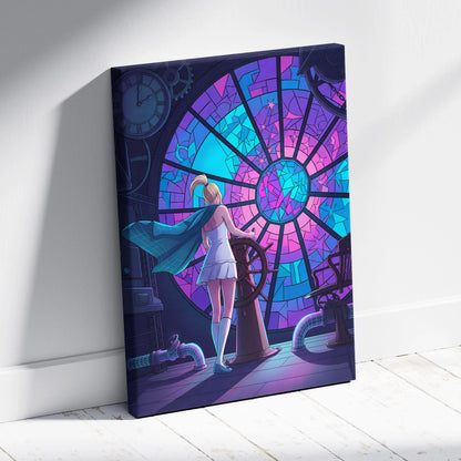 Vaporwave Neon Portal Canvas - Vaporwave Pink Blue Purple Modern Wall Art For Home Dreamy Mood Vaporwave Art Print Retro Futurism Canvas