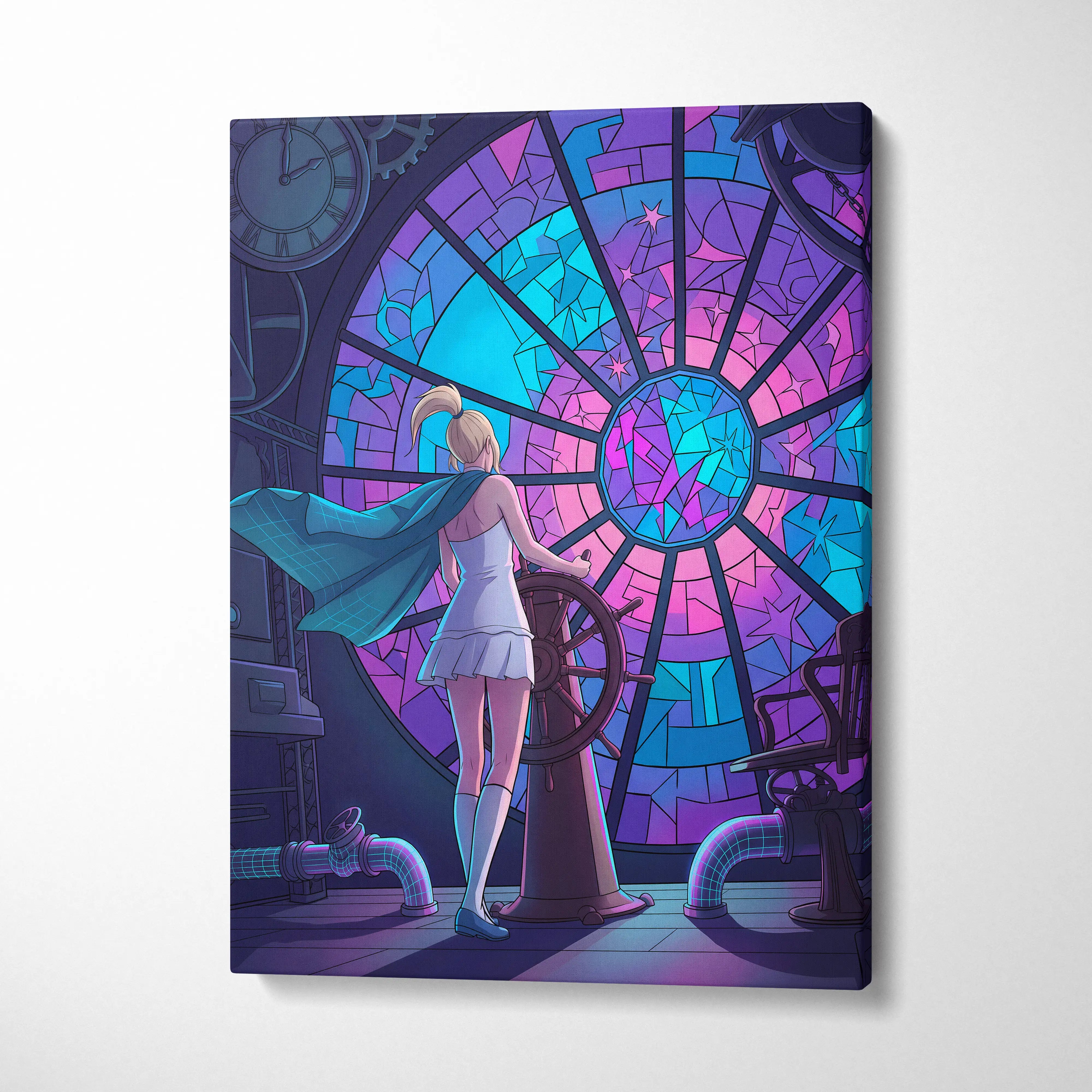 Vaporwave Neon Portal Canvas - Vaporwave Pink Blue Purple Modern Wall Art For Home Dreamy Mood Vaporwave Art Print Retro Futurism Canvas