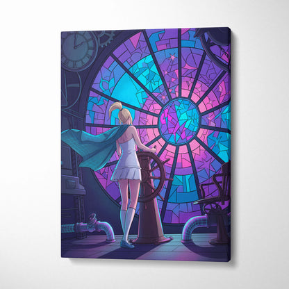 Vaporwave Neon Portal Canvas - Vaporwave Pink Blue Purple Modern Wall Art For Home Dreamy Mood Vaporwave Art Print Retro Futurism Canvas