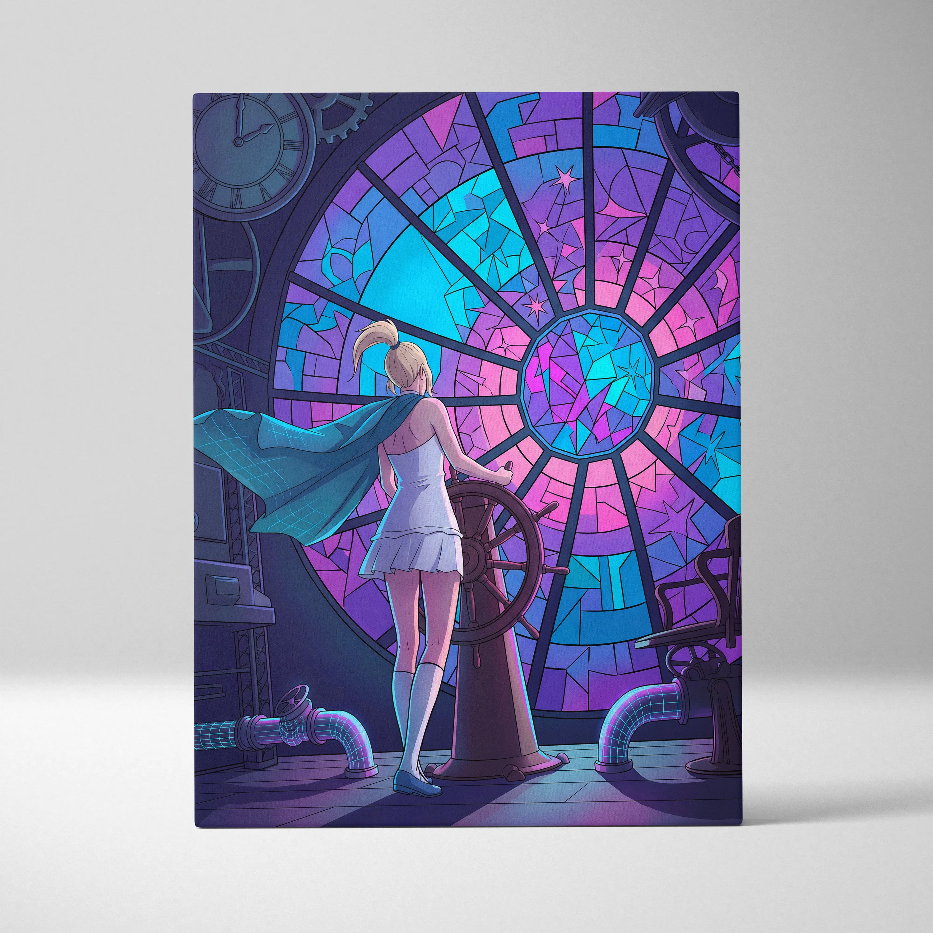 Vaporwave Neon Portal Canvas - Vaporwave Pink Blue Purple Modern Wall Art For Home Dreamy Mood Vaporwave Art Print Retro Futurism Canvas