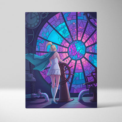 Vaporwave Neon Portal Canvas - Vaporwave Pink Blue Purple Modern Wall Art For Home Dreamy Mood Vaporwave Art Print Retro Futurism Canvas