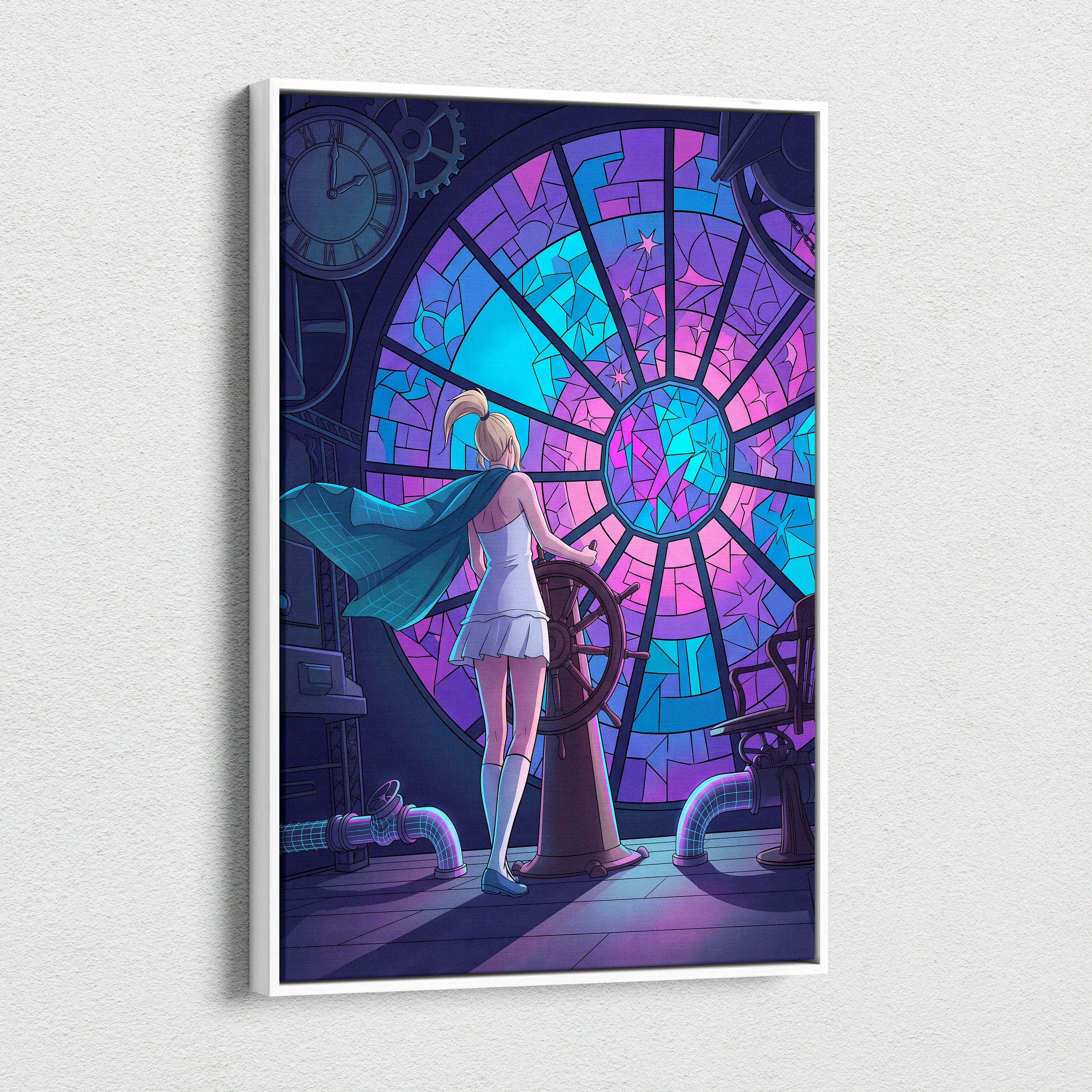 Vaporwave Neon Portal Canvas - Vaporwave Pink Blue Purple Modern Wall Art For Home Dreamy Mood Vaporwave Art Print Retro Futurism Canvas