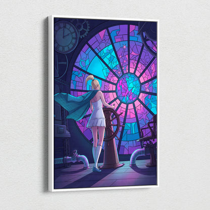 Vaporwave Neon Portal Canvas - Vaporwave Pink Blue Purple Modern Wall Art For Home Dreamy Mood Vaporwave Art Print Retro Futurism Canvas